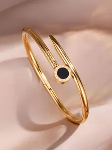 Vintage Roman Numeral Open Stainless Steel Bracelet, Punk Hip-Hop Style, Party Gift, Colorblock Design, All Seasons Jewelry, Open Cuffs, Stainless Steel Bangle, Trendy Bangle, Fashionable Bangles