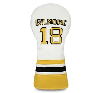 Gilmore 18 Golf Club Head Cover Durable, Protective, Black and Yellow Stripe Design, Zipper Closure, Suitable for All Club Types, White/Red, Stylish Golf Accessories