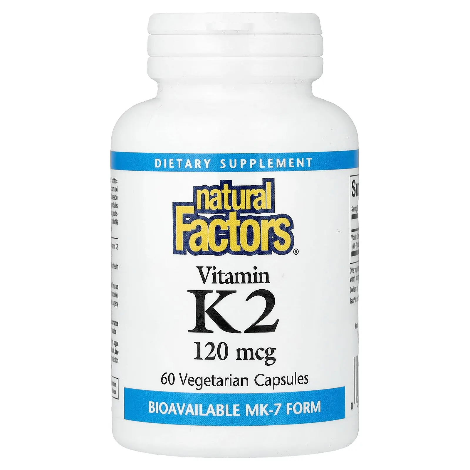 Natural Factors Vitamin K2, 120 mcg, 60 Vegetarian Capsules