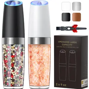Electric Pepper Grinder(battery Not Included),1/2Counts Gravity Salt &Pepper Grinder with LED Light,Kitchen Seasoning Utensils,Gift Ideas,Summer Gifts