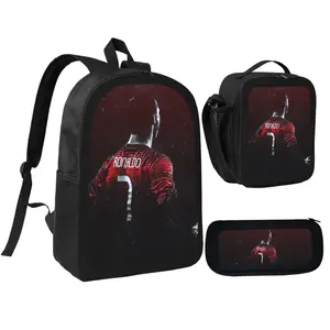 Portugal National Team Ronaldo CR7 Soccer Backpack, Iconic Red Jersey Graphic School Bag, Lightweight Durable Sports Themed Daypack, Comfortable Casual Shoulder Pack, Stylish Football Fan Gift For Teens, Boys And Portugal Supporters