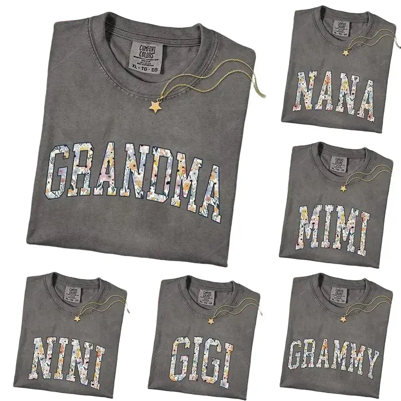 Comfort Colors Custom Grandma Pepper T-Shirt  Personalized Family Gift  Floral Mama Nana Auntie Mimi Gigi Grammy Shirt  Mother's Day Gift - DarkFlex Casual Breathable Top Casual Cotton Tee