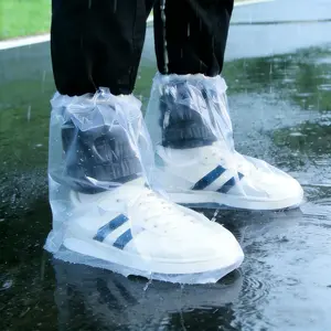10 Pairs Waterproof Shoe Covers, Disposable Clear Rain Cover for Shoes, Plastic Non-Slip Boot Covers for Women and Men, Indoor Outdoor Overshoes (10 Pairs clear medium)
