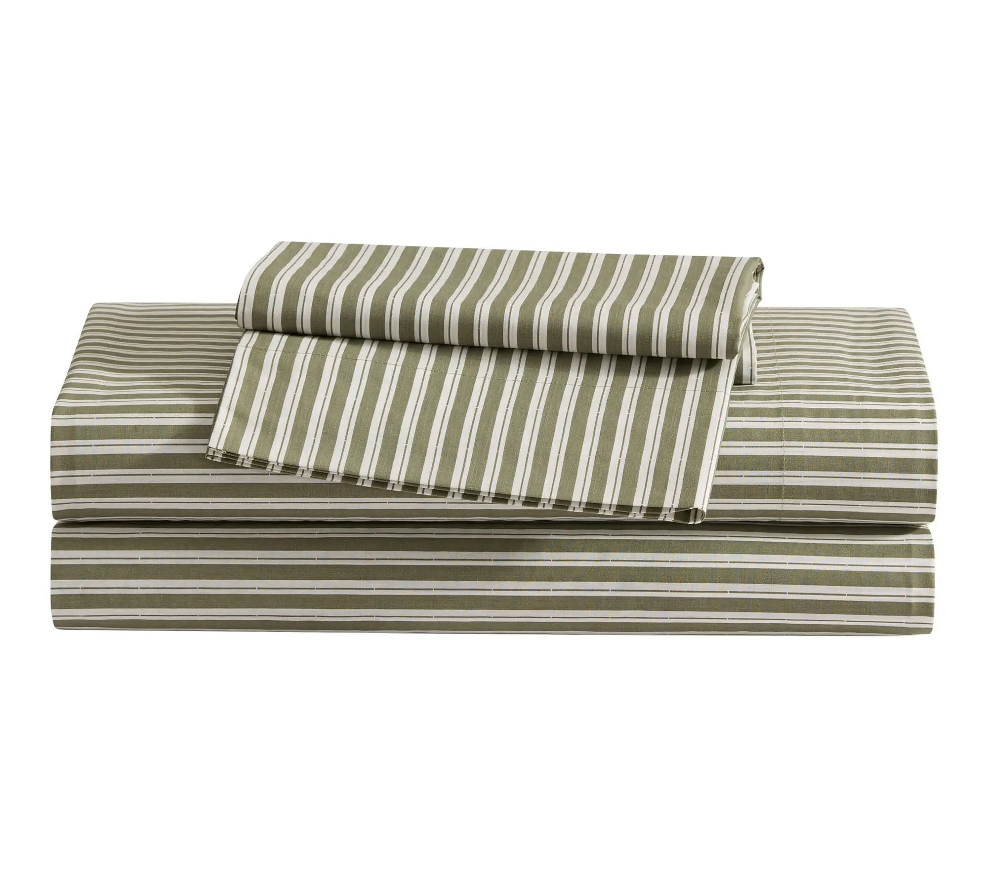 Eddie Bauer Alpha Stripe Green Cotton Percale Twin Sheet Set