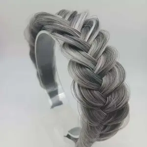 Wide sand-gold textured cable headband with high elasticity, a fashionable hair accessory for girls and women; two-pack set (customer choice).