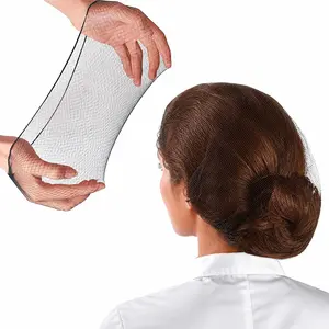 Hair Net 100 Pcs, 22 Inches Elasticity Invisible Elastic Mesh Wig Nets for Hair Bun Making Ballet Dancer Kitchen Food Serive (Black)