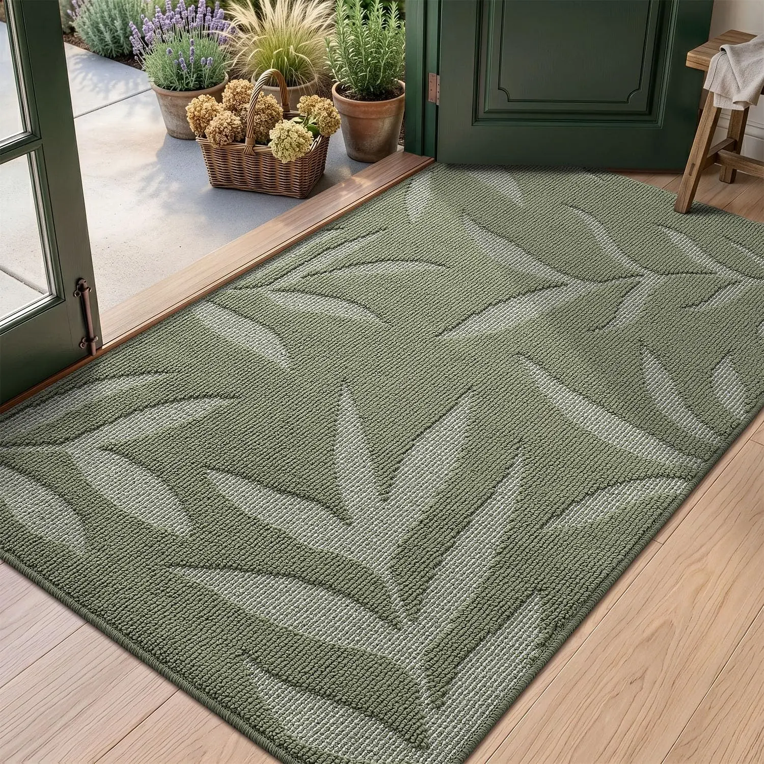 LUMI Front Door Mat Indoor Entrance 48"x72", Low Profile Welcome Mat, Non-Slip Washable Doormat with Rubber Backing for Entrance, Patio, Garage