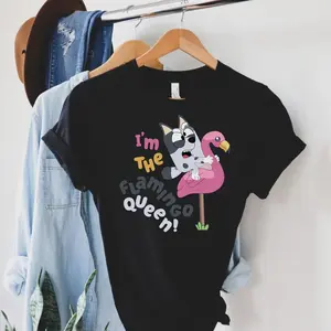 Muffin I'm the Flamingo Queen Bluey Adult Shirt | Blue Dog Lover | Silly Blue Dog Lover Tee