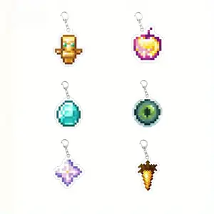 Pixel Style Game Pendant, Game Theme Keychain, Keychain Parking Key, Key Fob, Pixel Game Ornament, Game Style Bag Accessories, Suitable for Gifts, Home Decoration, Christmas Gifts, Birthday Gifts, Valentine's Day Gifts