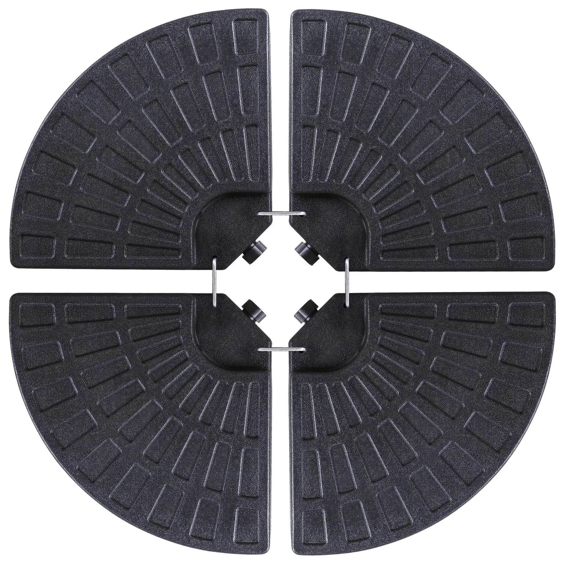 HDPE Plastic Weatherproof Patio Umbrella Base - 4-Piece (18.7x18.7in), Universal Fit for Patio Parasol, Black, Easy-Fill Spouts, Carry Handles, Outdoor Furniture Accessory
