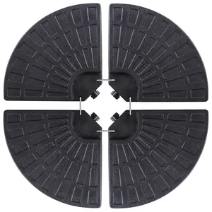 SuperDeal HDPE Plastic Weatherproof Patio Umbrella Base - 4-Piece (18.7x18.7in), Universal Fit for Patio Parasol, Rugged Surfaces, Black, Easy-Fill Spouts, Carry Handles, Outdoor Furniture Accessory