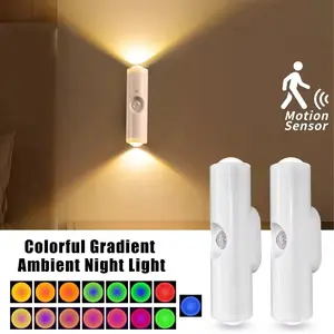 Adjustable Smart Motion Sensor Wall Lamp, LED Motion Sensor Light, Rechargeable USB Bedside Night Light, Stairs Steps Bedroom Office Ambiance Light, Decorative Wall Light