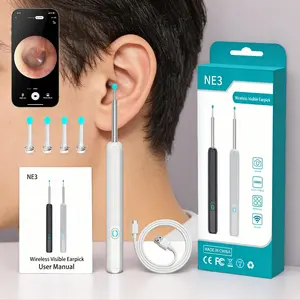 Wireless Visible Ear Scoop, HD WiFi Ear Otoscope Camera with LED Light, Safe Ear Wax Remover for Adults Kids, Visual Earwax Cleaner, Wireless Visual Earpick