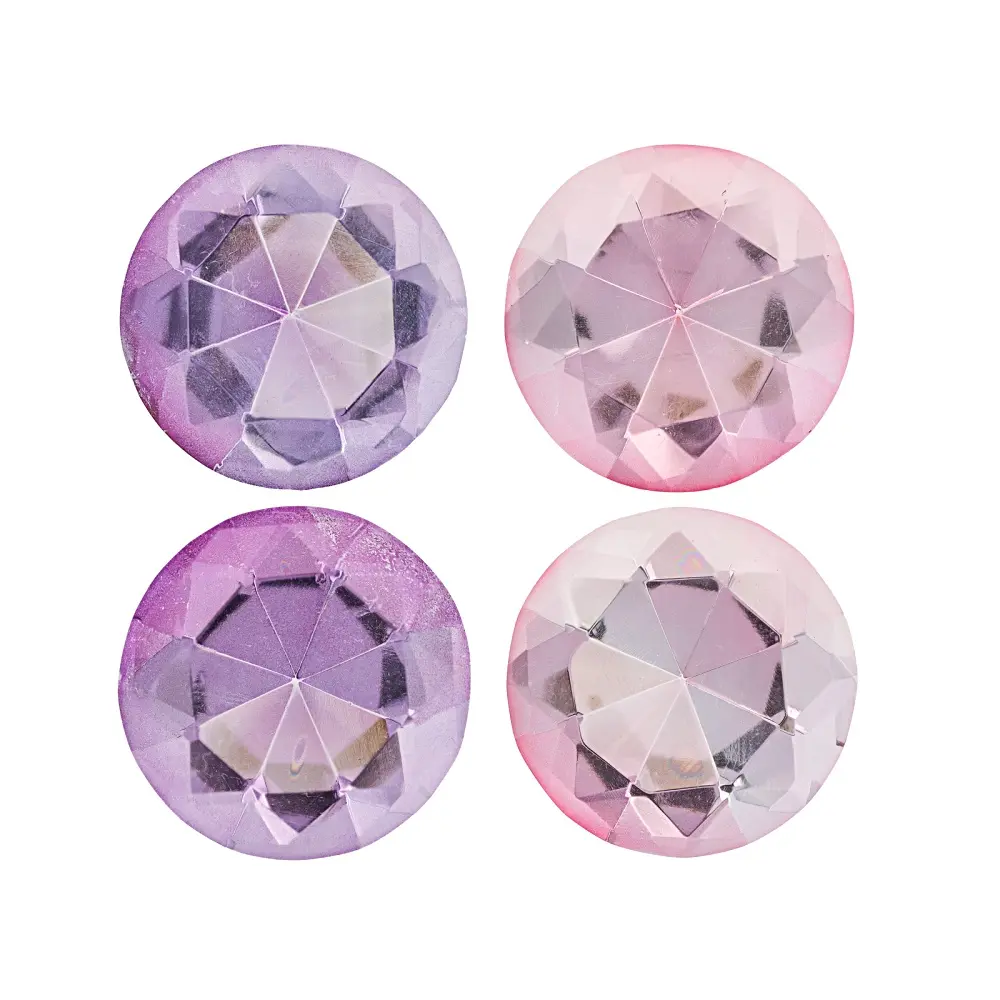 JTV Pink & Purple Glass Diamond Paperweight Set of 4