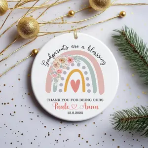 Personalised Christening Baptism Thank you gift Godmother Godfather Godparents Guideparent Godchild ceramic or acrylic Ornament Keepsake