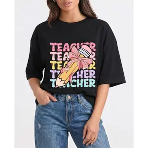 Teacher Shirt, Comfort Color Teacher Tshirt, Pencil Coquette Bow Shirt, Dalmatian Dots Teacher Tee, Bright Doodle School, Pink Bow Streetwear