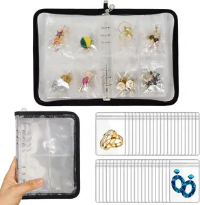 Travel Jewelry Organizer Transparent Jewelry Storage Book Set with Anti-oxidation Pocket Traveling Necklace Earring Organizer for Ring, Bracelets, Postcard (80 Thicken PVC Zipper Bags) - Home Improvement.