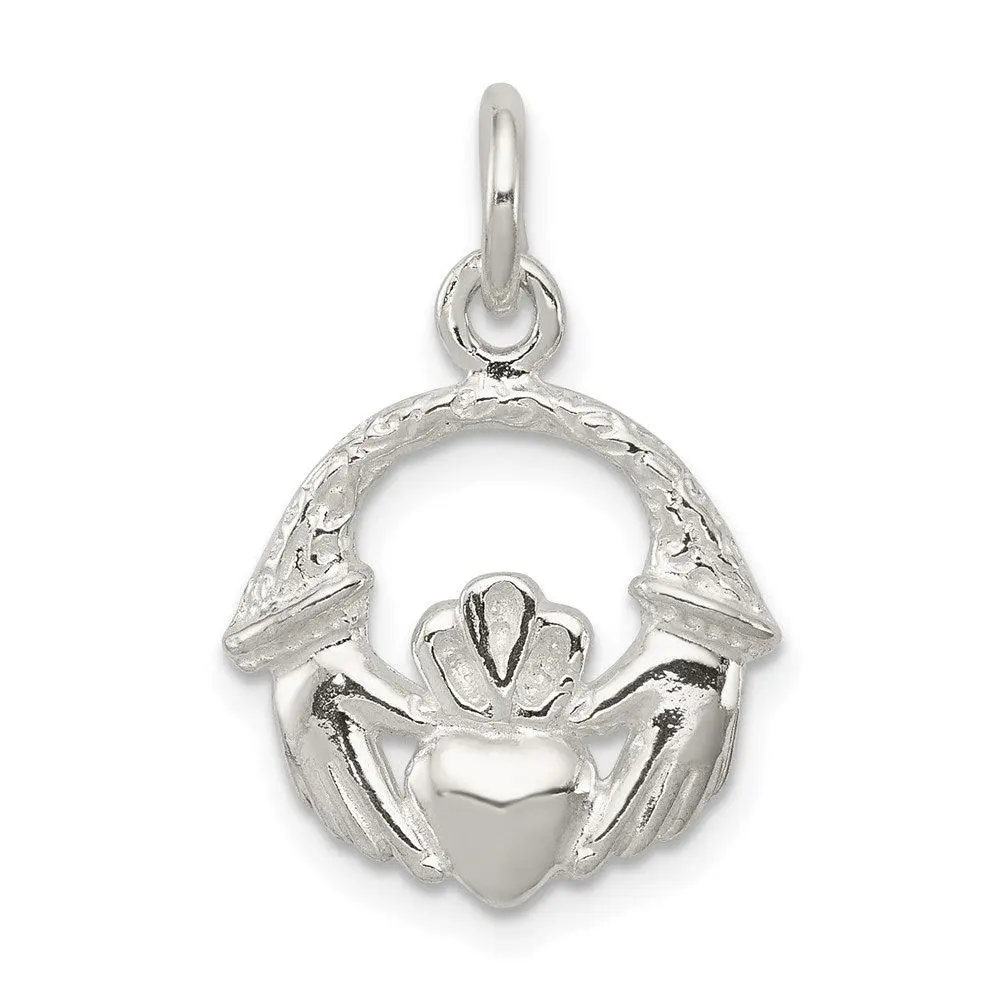 Sterling Silver Claddagh Pendant Necklace Irish Love Loyalty Gift Women