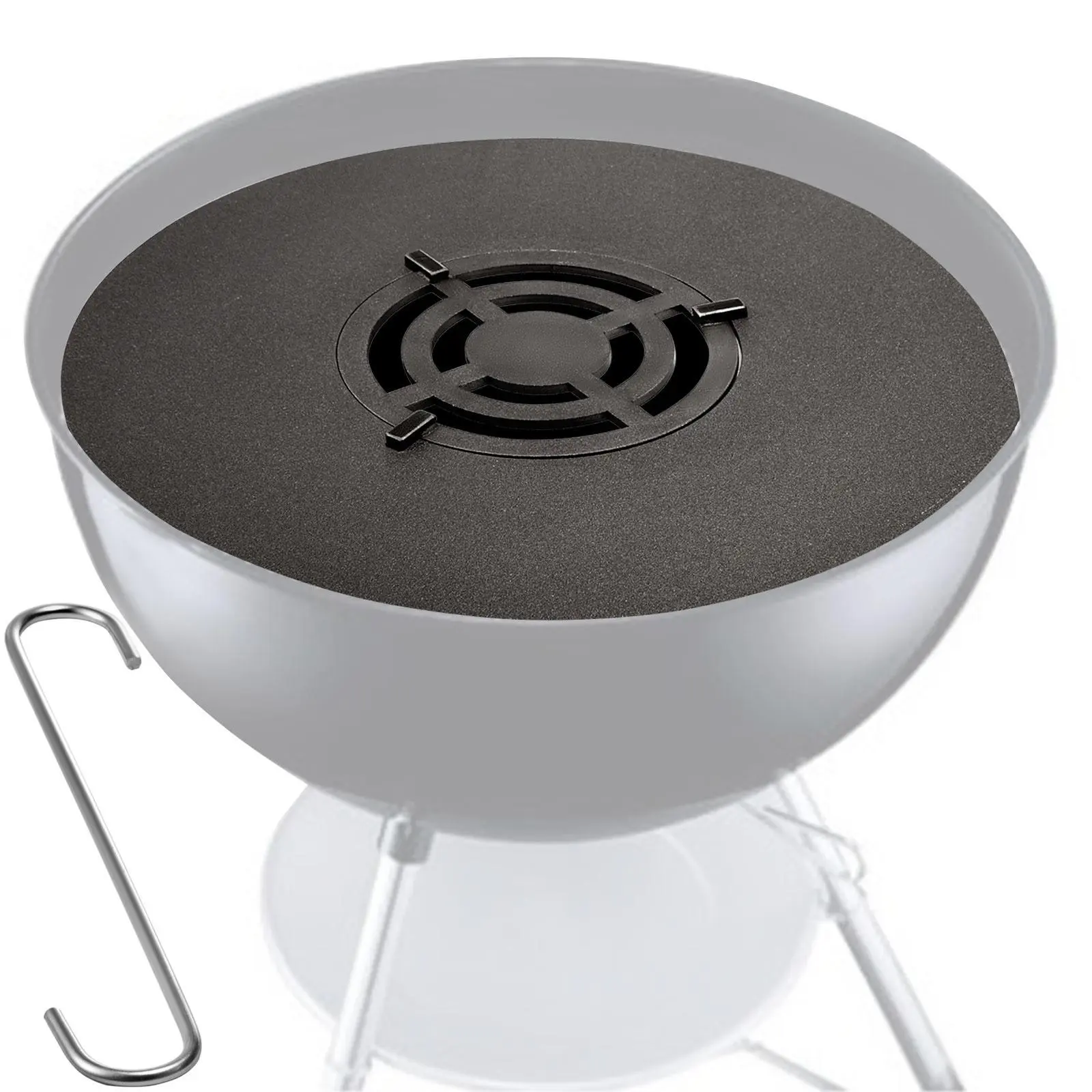 【SummerFinds】VEVOR 40\" Replacement BBQ Grill Griddle Grate,  Carbon Steel Griddle Grill with Center Grate, Easy Maintenance Grate Insert For 18 Inch Kettle BBQ, Griddle Grill Attachment for Round Grills, Burgers Thick Utensils