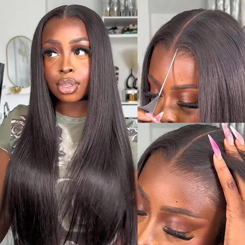 ISEE HAIR 250% Wear Go 9*6 M-cap Straight Glueless Wigs Human Hair HD Lace Front Wigs 180% & 250% Pre Plucked Tiny Knots Yaki Straight Glueless Human Wigs Beginners Friendly Adjustable Red Elastic BandVacation Hair #SummerWins #DealsForYouDays