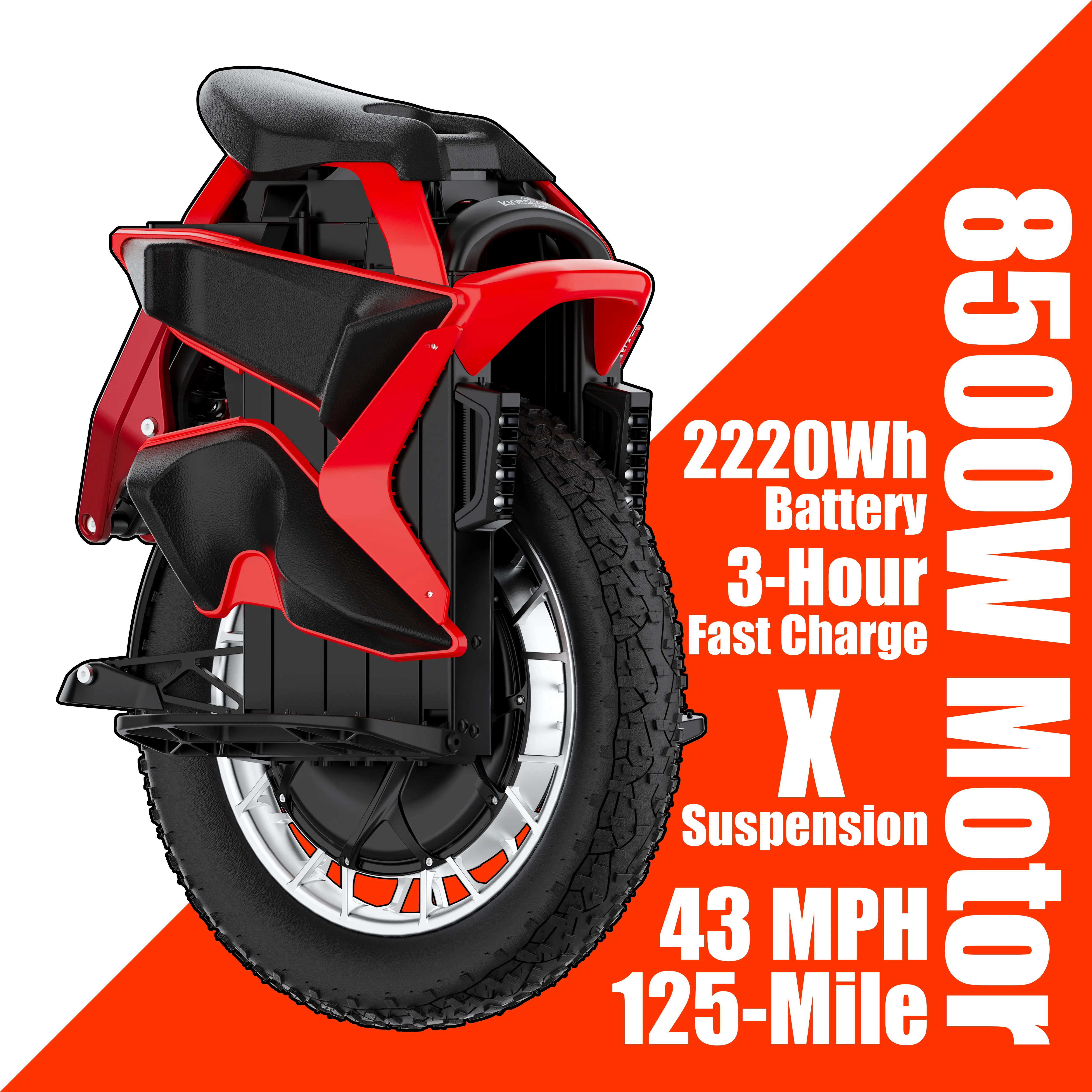 KingSong S22 Pro E-Unicycle, Off-Road Pocket Rocket, Self-Balancing Unicycle Hoverboard for Professiona (2220Wh Battery, 8500W Peak Motor and 43 MPH for 125-Mile Range)