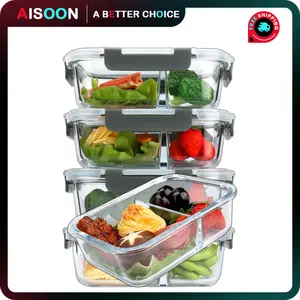 5 Pack 36 oz Borosilicate Glass Meal Prep Containers, Glass Storage Containers with Lids - Dishwahser, Microwave, Oven and Freezer Safe