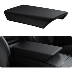 BASENOR Center Console Armrest Cover for 2025 2026 Tesla Model Y Juniper Tesla Model 3 Highland Non-Slip TPU [No Logo] Pet Scratch Resistant Accessories Black (Standard/Premium/Performance)