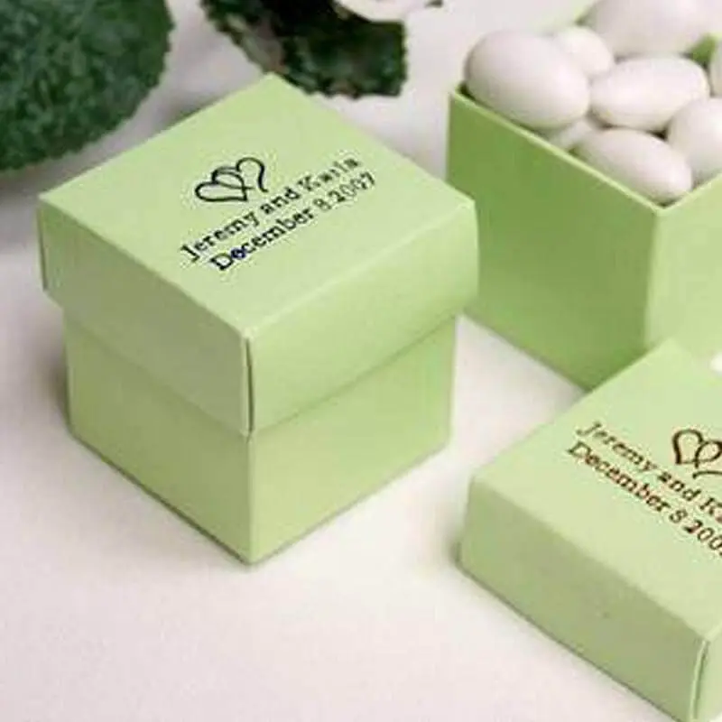 Customizable Gift Boxes Bulk - 100-Pack (2pc Set, 2"x2"x2") Hot Foil Print Personalized Packaging Gifts & Wrapping Supplies for Office Stationery, Wedding Party Favors, Box For Gift