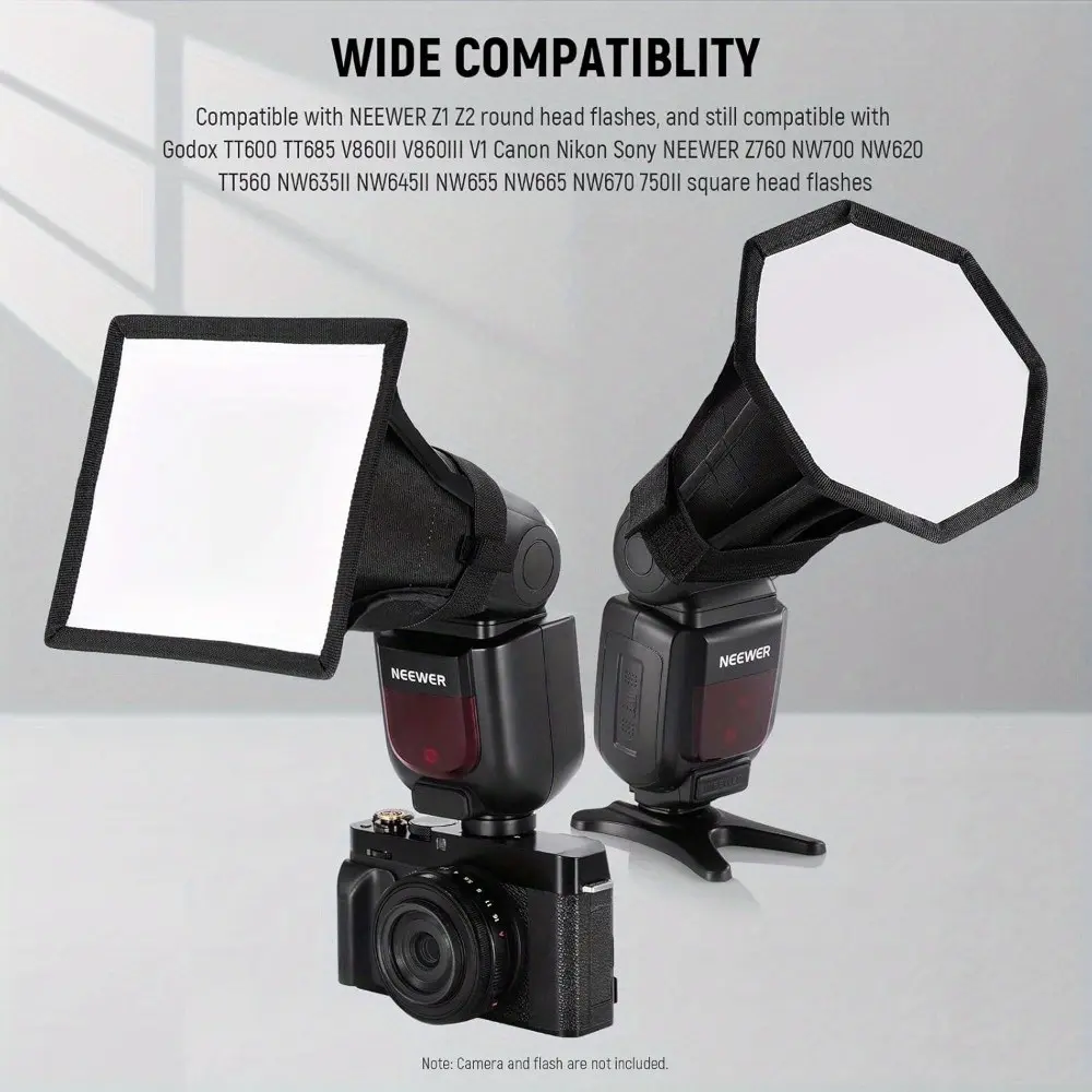 Upgraded Flash Diffuser Speedlight Softbox 2-Pack, 5.9"/15cm Octagon & 6"x5" Rectangular, for Z2/z1/v1, Godox/sony/nikon/canon, Photography Camera Accessories