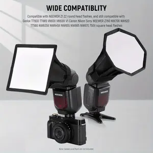 Upgraded Flash Diffuser Speedlight Softbox 2-Pack, 5.9"/15cm Octagon & 6"x5" Rectangular, for Z2/z1/v1, Godox/sony/nikon/canon, Photography Camera Accessories