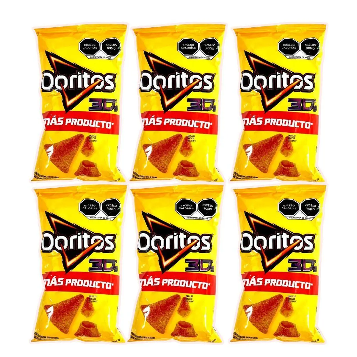 Doritos 3D, Sabritas Chips, 6 Small Bags - Traditional Mexican Chips, Cheesy, Crunchy Snack Crispy