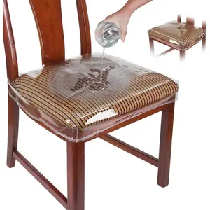 Plastic Chair Covers, Plastic Seat Covers for Dining Chairs, Seat Protectors, Vinyl, , Clear Cushion Protector for Cats, , Kitchen Room Table, Fits 16-18 Inch, 2 Pack Set