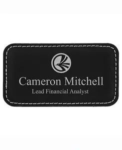 Custom Engraved Magnetic Rectangle Leather Name Badges