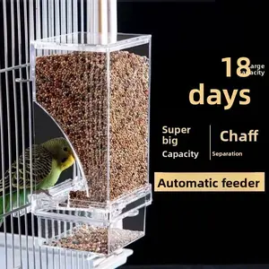 Anti-Splash Bird Feeder Automatic Food Dispenser Chaff Separation Large Capacity for Small Birds Parrot Cockatiel Finch