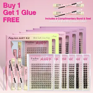(Get FREE Lash Glue) FayJoo All-Style Eyelash Extensions Full Collection - C Curl, Ultra-Lightweight, Invisible Band, Bare Look, Gentle & Long-Lasting Up to 7 Days, Beginner-Friendly Cosmetic for Daily Commute, DIY No-Makeup Look, Eyelashes Extensions