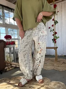 The Whimsy Floral Pants - CREAM