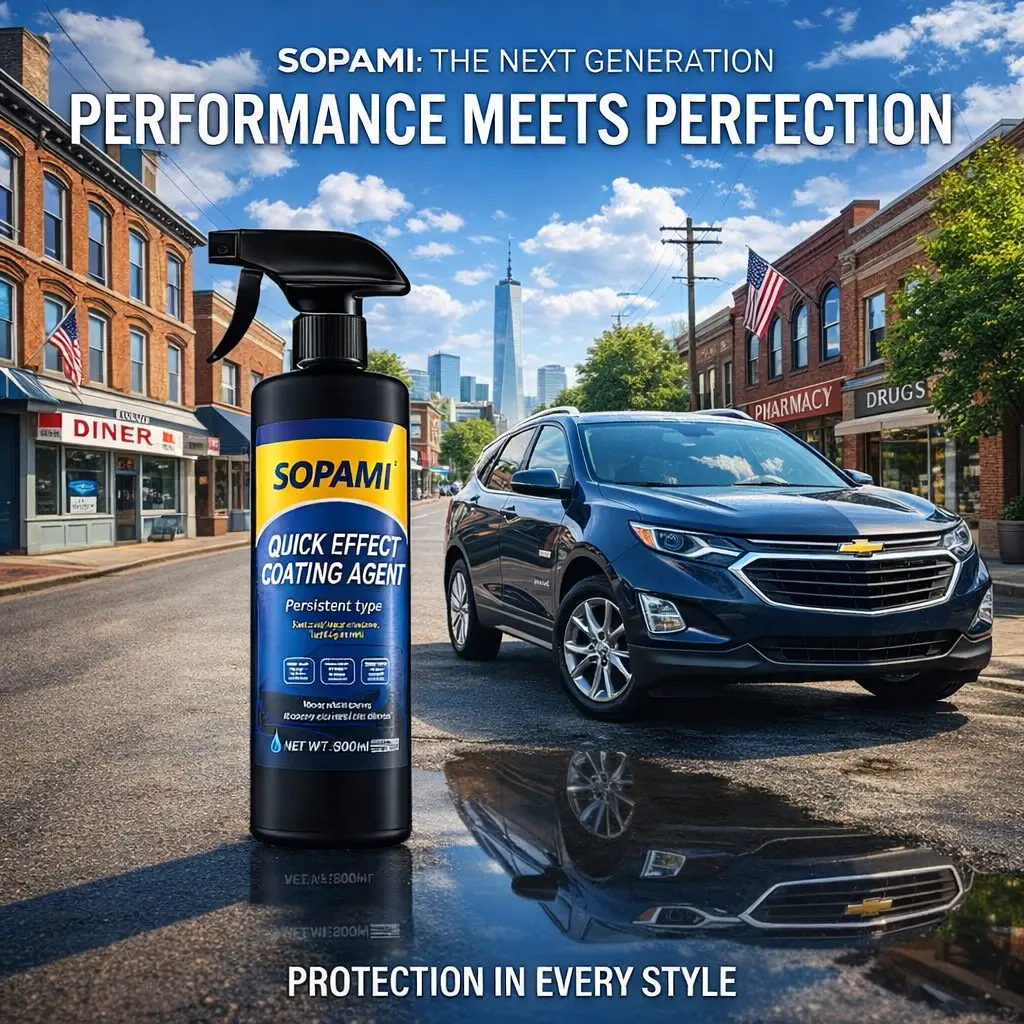 Sopami Nano-Quick Ceramic Coating for automobiles, featuring advanced ceramic technology for dust-proof glass effect and lasting luster 500 ml. car cleaning kit, Had to try, shop now! Capacity: 500 milliliters.【FathersDayGift】