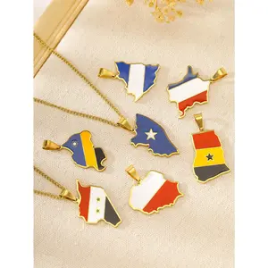 Stylish Country Flag Map Pendants on Chain - Stand Out with This Trendy Jewelry