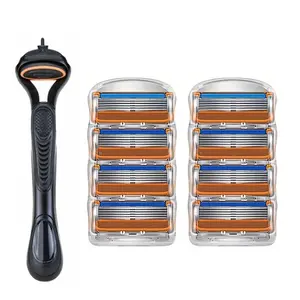 Men's Manual Shaving Razor Set, Five Layer Stainless Steel Blades, Easy to Replace and Use, Premium Material, Washable Whole, Razors Set