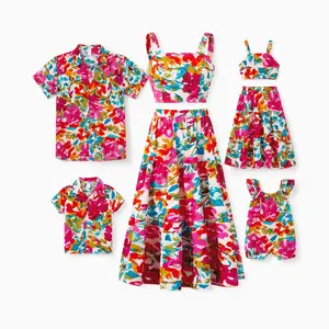 PatPat Colorful Family Matching Outfits sSleeveless Strap Top and Skirt Co-ord Set & Shirt Sets Summer Vacation Clothe for Beach, Photoshoots, Travel