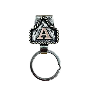 Handmade Cow Tag Belt Key Holder with Copper Initial. Custom Made. Texas-Based. Fashion Jewelry AccessoriesGift