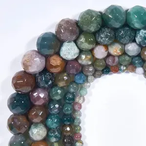 Natural Indian Agate Gemstone Smooth Round Loose Beads 4mm-12mm AAA Quality 15.5 Inches Long for DIY Jewelry Making Bracelet Necklace Earrings Semi Precious Stone Spacer Beads