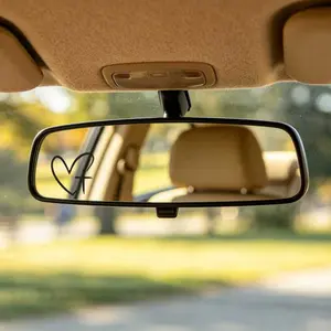 4pcs Heart & Cross Pattern Car Mirror Sticker, Car Rearview Mirror Decal, Vinyl Die Cut Decal, Universal Car Exterior Accessories