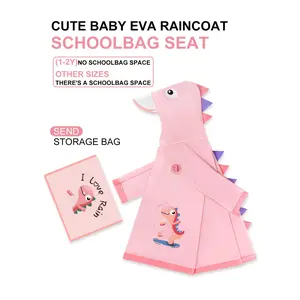Kids Outdoor Raincoat 3D Tail Lightweight EVA for Boys Girls Preschoolers Soft Comfortable Thick Waterproof Rain Jacket for Rainy Days School Travel
