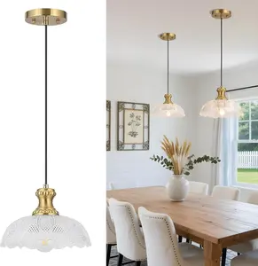 Island Pendant Lights for Kitchen, Clear Glass Pendant Light Fixtures, Modern Farmhouse Hanging Light for Kitchen Island Sink Dining Room Bedroom Cafe Bar, E26 Base (Crystal, 1 Pack)
