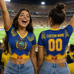 Ecuador Soccer Jersey Custom Name Number ,Soccer Croptop Jersey, Personalized Football Fan Shirt, 2026 Soccer Festival Tee