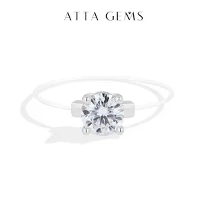 ATTAGEMS Sparkling Moissanite Ring - Multiple Carats Round Cut Lab Gem (0.1ct, 0.5ct, 0.6ct), Certified, Invisible Band, Exquisite Petite Women’s Daily Wear Birthday Gift Trendy Jewelry R380