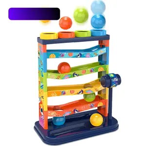 Colorful Rolling Ball Track Toy Set, 1 Set Fun Hammering Game with Random Color Balls, Educational Multi-Activity Playset for Kids
