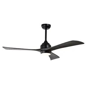 NookNova 52 Inch Wood Blade Matte Black Ceiling Fan with Light, 6 Speed Reversible Quiet DC Motor Remote Control Practical Ceiling Fan for Porch Garage Shop