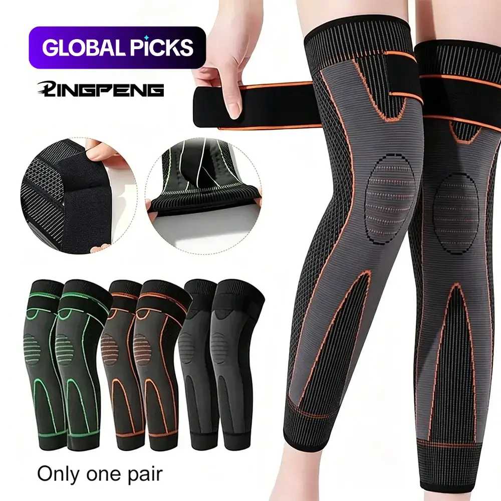 2 Counts Compression Knee Sleeves, Elastic Sports Knee Support Braces for Joint Support, Workout & Active Lifestyles #GLOBAL PICKS